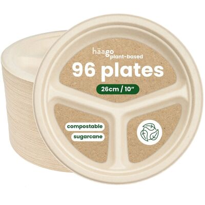 96 Platos de 3 Secciones Caña de Azúcar