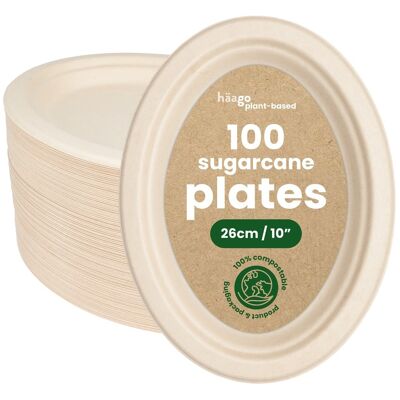 100 Sugarcane Oval Plates