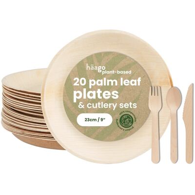 20 Palm Leaf Plates & Cutlery