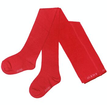 Collants en coton pour enfants >>Rouge<< Uni coton doux 1