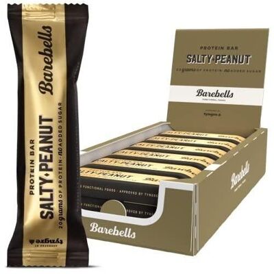 BAREBELLS - Barre protéinée (protéines : 20 g) - Enrobage Chocolat au lait, saveur Cacahuètes salées (Salty Peanut) - Boîte de 12  barres de 55g