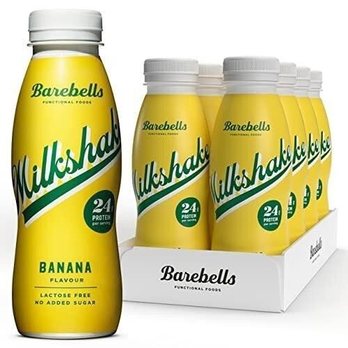 BAREBELLS - Milkshake Protéiné - Saveur Banane (Banana) - Sans lactose - Boîte de 8 bouteilles de 330 ml - Nutri-score A