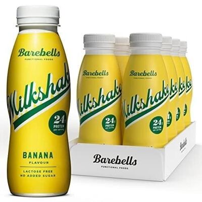 BAREBELLS - Protein Shake - Banana (Banana) Flavor - Lactose Free - Box of 8 x 330ml Bottles - Nutri-score A