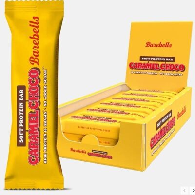 BAREBELLS - Barre protéinée (protéines : 16 g) - Chocolat au lait crémeux, caramel doux - (Soft protein Bar Caramel Choco) - Boîte de 12  barres de 55g