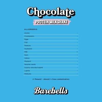 BAREBELLS - Milkshake Protéiné - Saveur Chocolat (Chocolate) - Sans lactose - Boîte de 8 bouteilles de 330 ml - Nutri-score A 6
