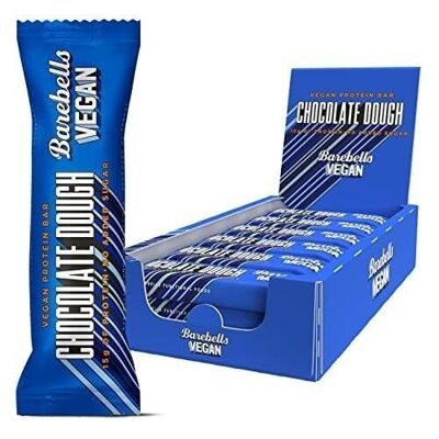BAREBELLS - Barrita de proteína VEGANA (proteína: 15 g) - Cobertura de Chocolate Negro - sabor chocolate - (Masa de Chocolate) - Caja de 12 barritas de 55g