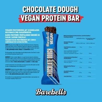 BAREBELLS - Barre protéinée VEGANE (protéines : 15 g) - Enrobage de Chocolat noir - saveur chocolat - (Chocolate Dough) - Boîte de 12  barres de 55g 5