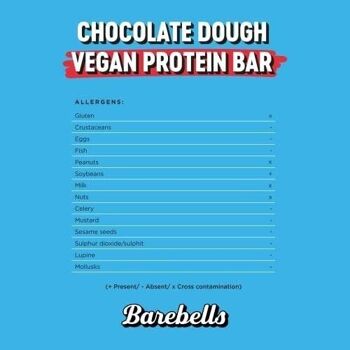 BAREBELLS - Barre protéinée VEGANE (protéines : 15 g) - Enrobage de Chocolat noir - saveur chocolat - (Chocolate Dough) - Boîte de 12  barres de 55g 6