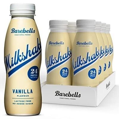 BAREBELLS - Protein Shake - Vanilla (Vanilla) Flavor - Lactose Free - Box of 8 x 330ml Bottles - Nutri-score A