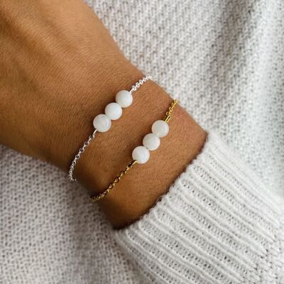 Pulsera Triperle de piedra lunar