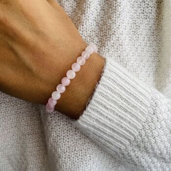 Bracelet Elastic'Perles Quartz Rose 2