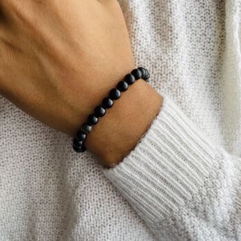 Bracelet Elastic'Perles Obsidienne 2