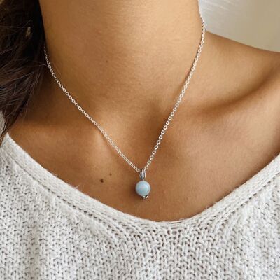 Collier Uniperle Aigue-Marine