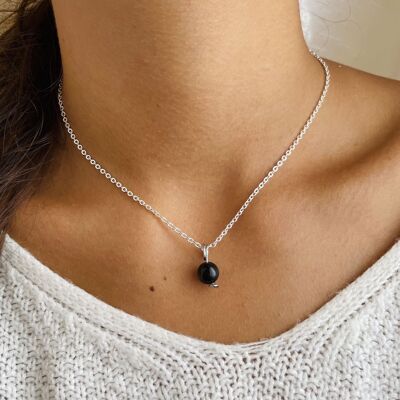 Collier Uniperle Obsidienne