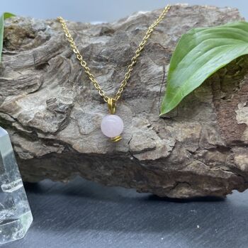 Collier Uniperle Quartz Rose 5