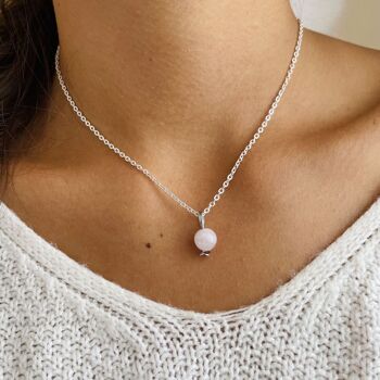 Collier Uniperle Quartz Rose 1