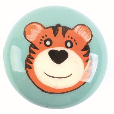 Schrankknopf "Tiger"  Keramik mit Metallschraube und Zubehör,