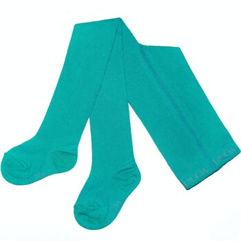 Collants en coton pour enfants >>Vert d'eau<< Couleur unie UNI 1