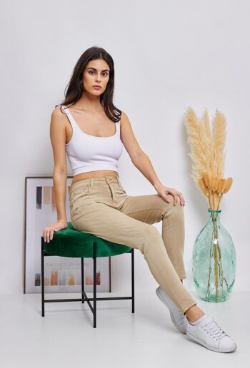 Pantalon Slim "Anna" - CRÉME 1