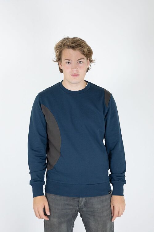 Pure Cotton 2-tone Sweatshirt with pocket and zipper closure