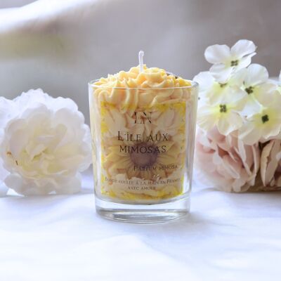 Vela gourmet artesanal perfumada con mimosa fabricada en Francia.