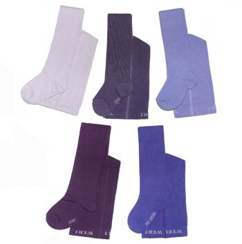 Collants en coton pour enfants >>Violet<< Uni coton doux 3