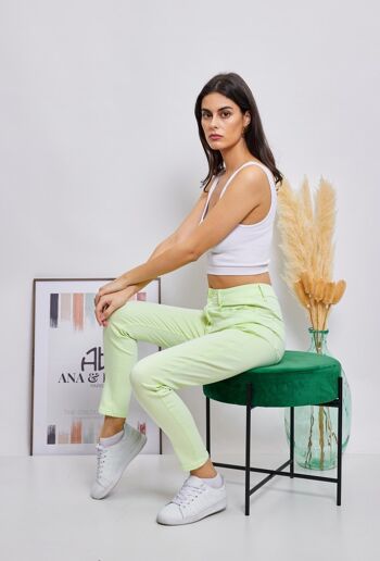 Pantalon Slim "Anna" - VERT CLAIR 2