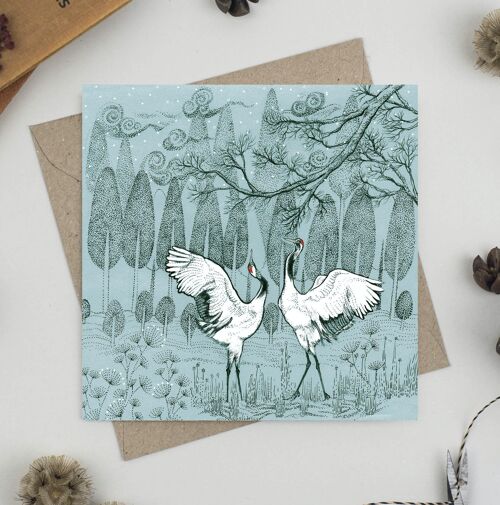 Dancing Cranes Greeting Card