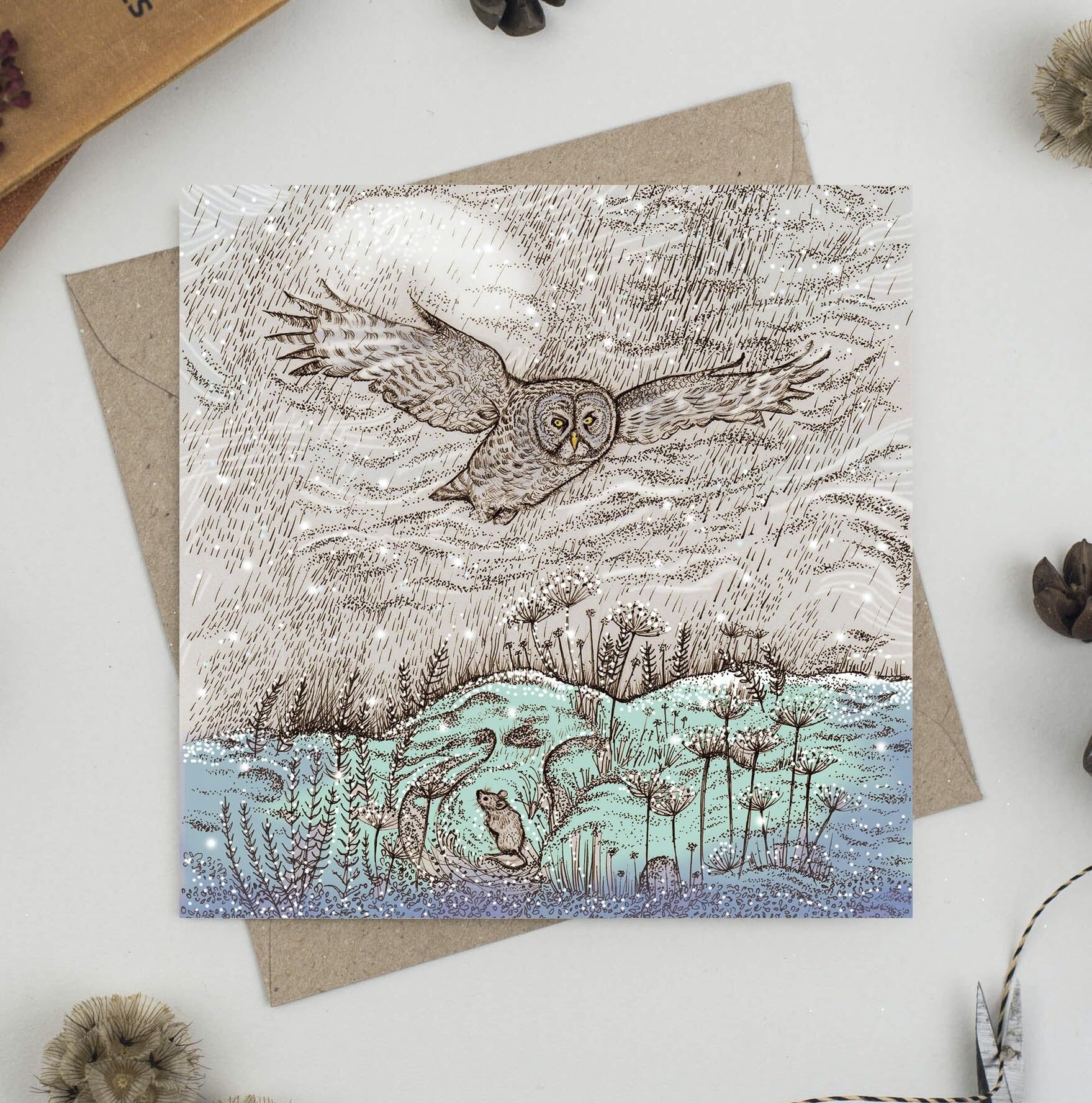 Gran búho gris Tarjetas de felicitación