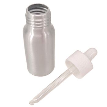 Flacons compte-gouttes en aluminium de 30 ml de Nutley avec bouchons blancs - 300 2