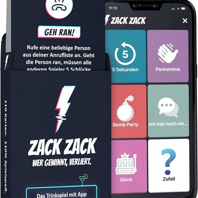 Zack Zack - card game - drinking game with app - 110 playing cards