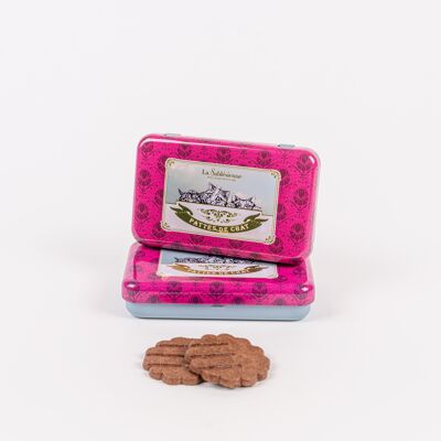 Biscotti di pasta frolla tutto cioccolato con gocce di cioccolato - box mini "zampe di gatto" 30 g