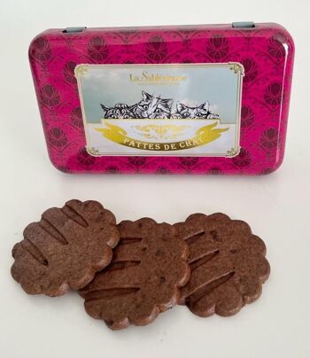 Biscuits sablés tout chocolat avec pépites de chocolat - mini boite "pattes de chat" 30 g 2