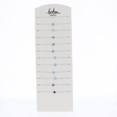 Kit de 24 bracelets Sohan - rhodium bleu vert mix