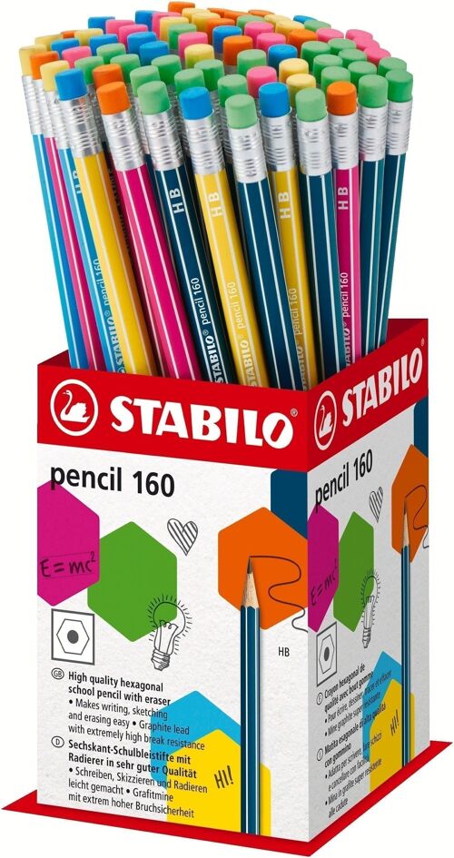 Crayons graphite - Godet x 72 STABILO pencil 160 bout gomme HB