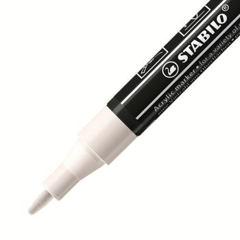 Marqueur pointe fine STABILO FREE acrylic T100 - blanc 2