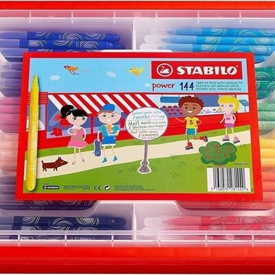 Bolígrafos para colorear - Schoolpack x 144 STABILO power - 12 colores surtidos