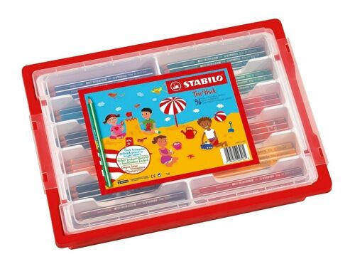 Crayons de couleur - Schoolpack x 96 STABILO Trio - 12 coloris assortis