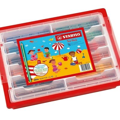 Crayons de couleur - Schoolpack x 96 STABILO Trio - 12 coloris assortis