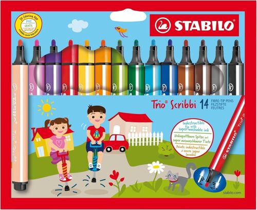 Feutres de coloriage - Etui carton x 14 STABILO Trio Scribbi