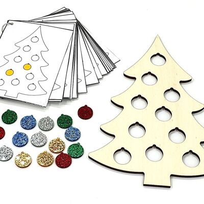 Árbol de Navidad con purpurina - Paquete 1: tablero de juego + atributos + tarjetas de tareas