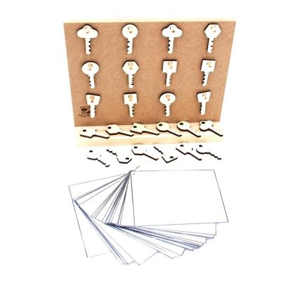 porta llaves - Paquete 1: tablero de juego + atributos + tarjetas de tareas