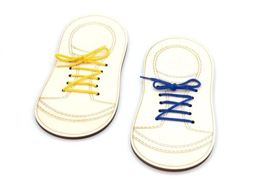 How to tie shoelaces - Package 1: 2 wooden shoes + attributes