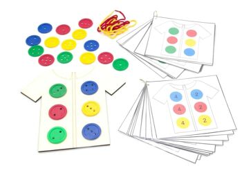 enfilage de boutons - Forfait 1 : plateau de jeu + attributs + cartes tâches 1