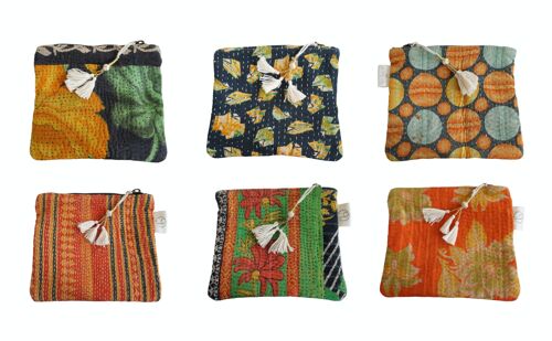 Set de 6 pochettes en kantha N°40