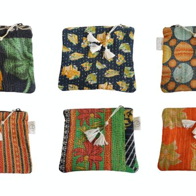 Set de 6 bolsitas en kantha N°40