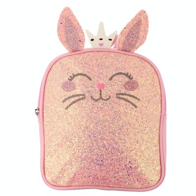 Glitter Bunny Backpack - Zipped - Pink
