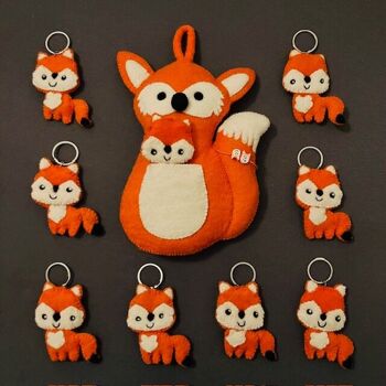 porte-clés renard durable - plat - orange - feutre de laine - fait main au Népal 4