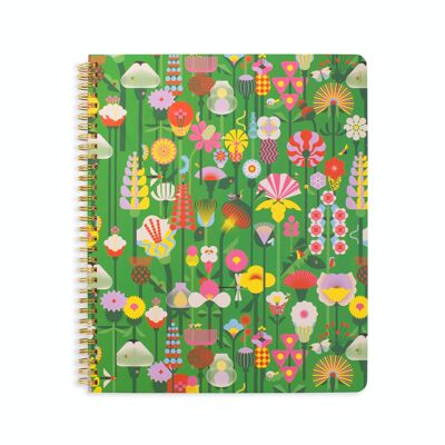 Rough Draft Large Notebook, Geometric Flowers