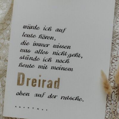 Artprint gestempelt "DREIRAD"